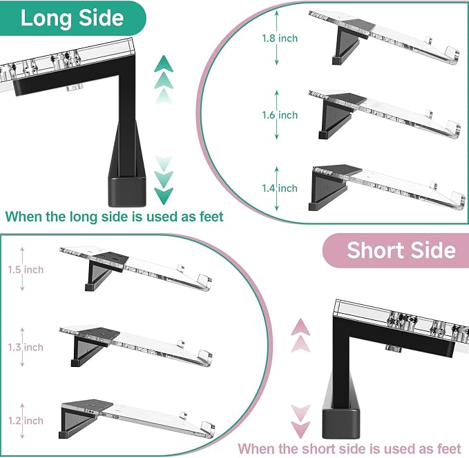 Ergonomic Computer Keyboard Stand - Adjustable Keyboard Riser Tilt Clear and Black Acrylic Keyboard Tray Non-Slip Elevated Typing Key Board Holder Lift for Home Office Desk Accessories