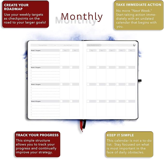 The Phoenix Journal - Quarterly Goal Planner, Daily Planner Journal & Organizer for Goal Setting, Productivity & Focus - Undated 12 Week Planner, Weekly & Monthly Planning, Habit Tracking - Hardcover - Black