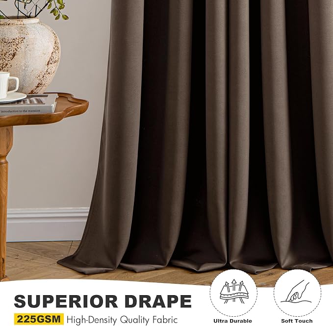 MIULEE Blackout Curtains for Bedroom Living Room 2 Panels, Thermal Insulated Room Darkening Drapes Grommet Noise Reducing Light Blocking Window Treatments 84 Inches Long 40x84 Inch Chocolate Brown