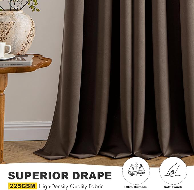 MIULEE Blackout Curtains for Bedroom Living Room 2 Panels, Thermal Insulated Room Darkening Drapes Grommet Noise Reducing Light Blocking Window Treatments 63 Inches Long 40x63 Inch Chocolate Brown