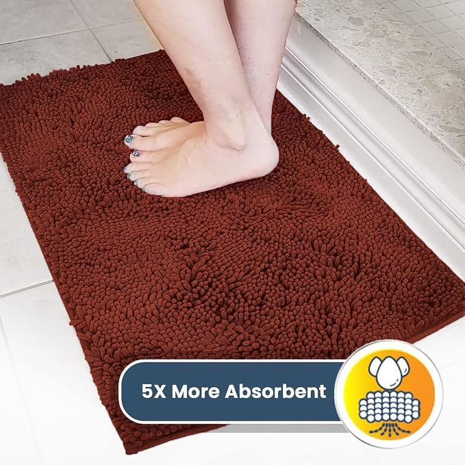 Muddy Mat® | Super Absorbent Door Mat Indoor, Microfiber Quick Dry Chenille Entryway Rug, Non-Slip Front Door Mat, Indoor Mats for Entryway, Machine Washable Pet Rug, Brick Red 16" x 24"