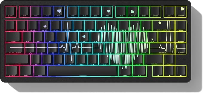 Cherry Profile Custom Keycaps, Heart Design PBT Keycap Set with Dye Sublimation, Side Printed Key Caps Suitable for Cherry Gateron MX Switches Mechanical Keyboard & 130 pcs - Black