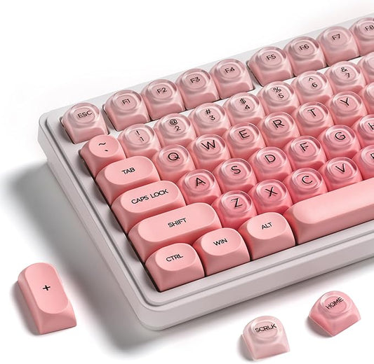 OHY Pink Keycaps, XVX HOA Profile Jelly KeyCap, 132-Key Cute Custom Keycap Set for Mechanical Keyboards with Cherry/Gateron MX Switches-Blush Pink（Only Keycaps）