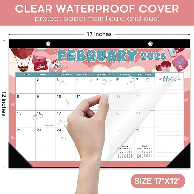 3 Pack of Desk Calendar 2026-2027, 21-Month Calendar Runs Unitl June 2027, Large 17" x 12" Monthly Desktop & Wall Calendar for Home & Office - Watercolor Festival