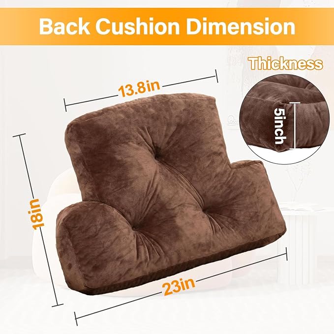1 MIDDLE ONE Back Pillow for Chair, Memory Foam Lumbar Pillow for Back Support, Back Rest Cushion for Office, Sofa, Couch Sitting, Recliner, Bed and Lower Back Pain (Coffee)