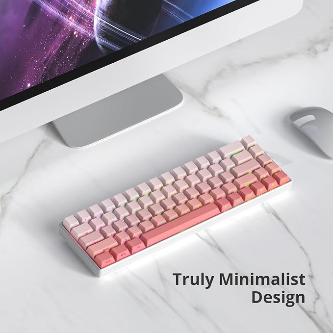 Guffercty kred Cute PBT Key Caps 135-keys Custom Gradient Side Printed Double Shot Keycaps Cherry Profile for 61/68/96/108 Mechanical Gaming Keyboard (Blush)