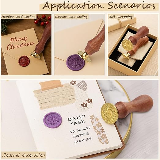 Vintage Wax Seal Stamp Set – 20-Piece Classic Seal Heads with Wooden Handle for Invitations, Letters, Gift Wrapping & More (Assorted Designs)