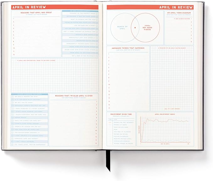Brass Monkey Perpetually Late Undated Planner, 6” x 9” – Daily Planner with 366 Days (336 Pages) – Random Holidays and Fun Added In – Mini Planner with Bookmark Included