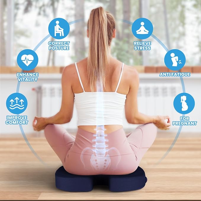 TushGuard Memory Foam Seat Cushion for Office Chair, Car Seat, Blue, XL | Office Chair Cushion for Car, Airplane - Chair Pad for Long Sitting Sciatica, Hip, Coccyx,Tailbone Pain Relief, Butt Pillow