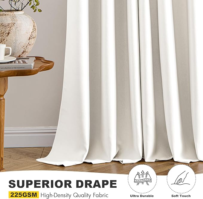 MIULEE Blackout Curtains for Bedroom Living Room 2 Panels, Thermal Insulated Room Darkening Drapes Grommet Noise Reducing Light Blocking Window Treatments 40 Inches Long 29x40 Inch Ivory