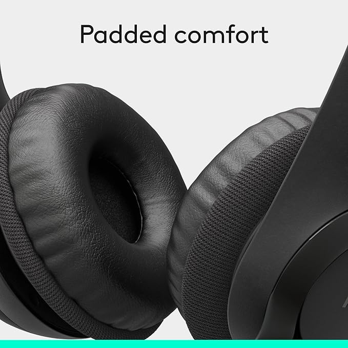 Logitech H390 Wired Headset for PC/Laptop, Stereo Headphones with Noise Cancelling Microphone, USB-A, in-Line Controls, Works with Chromebook - Black