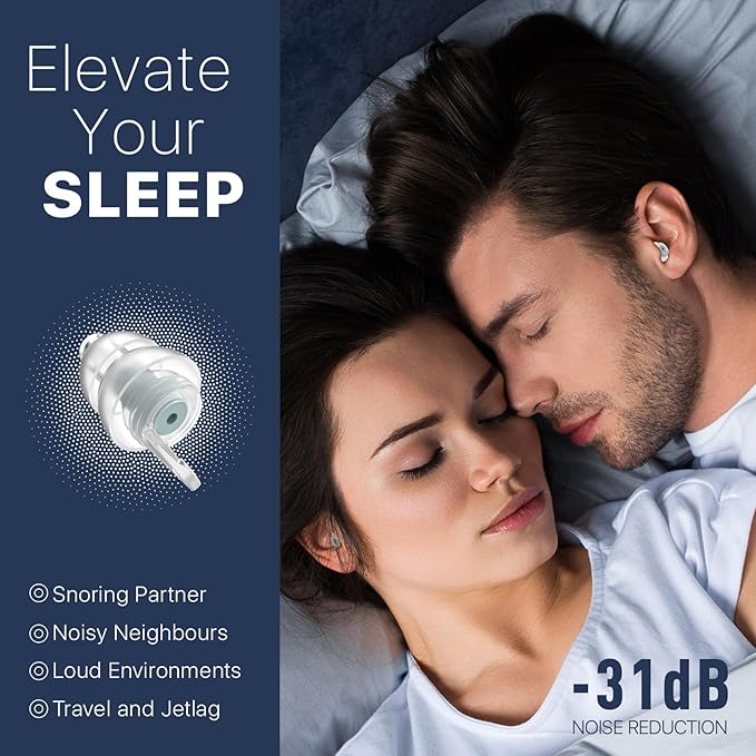 Ear Plugs for Sleeping, Ultra-Comfy Reusable Noise Reduction Earplugs for Sleep, Deep Focus, Travel, Snoring, Noise-Sensitivity, Hearing Protection for Small Ear Canals, 31dB Noise Cancelling,GY