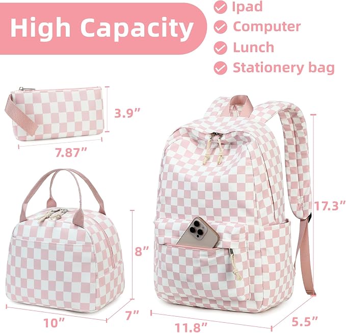 LEDAOU Backpack for Girls School Bag Kids Bookbag Teen Backpack Set Daypack with Lunch Bag and Pencil Case | Kids