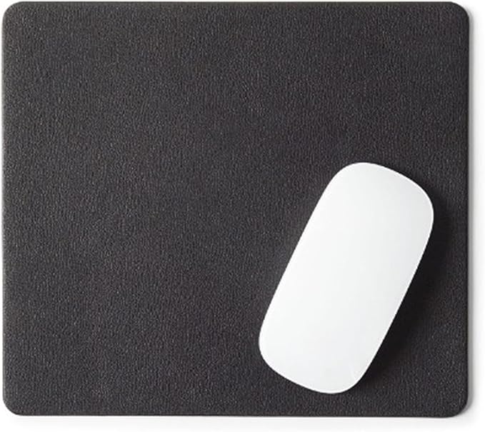 Premium Black Modern Mouse Pad – Full Grain Leather Desk Pad with Microsuede Base & Slim Travel Design