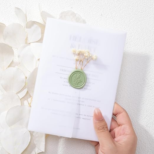 UNIQOOO Wax Seal Stickers - (3 Designs in 1 Pack) Wedding Invitation Envelope Seal Stickers, 60 Pcs Self-Adhesive Stickers, Perfect for Invitation, Christmas, Gift Wrapping (Sage Green)