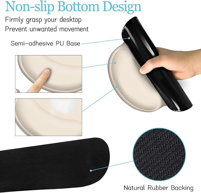 LIMKRIAN Beige Mouse Pad Set, Complete XXL Desk Mat with Ergonomic Keyboard Support & Coaster, Featuring Mouse Pad with Gel Wrist Rest for Pain Relief, Comfortable Home Office Gaming Accessories Gift
