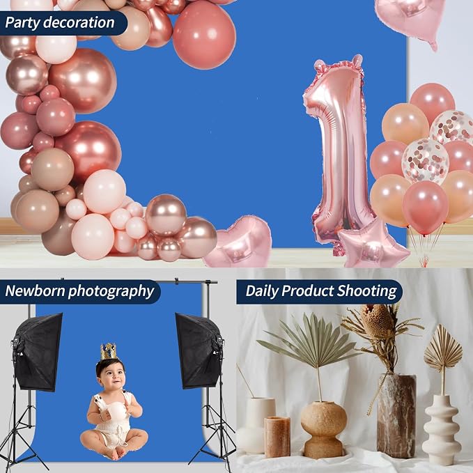 Blue Backdrop Background for Photography Photo Booth Backdrop for Photoshoot Background Screen Video Recording Parties Curtain 10x20FT