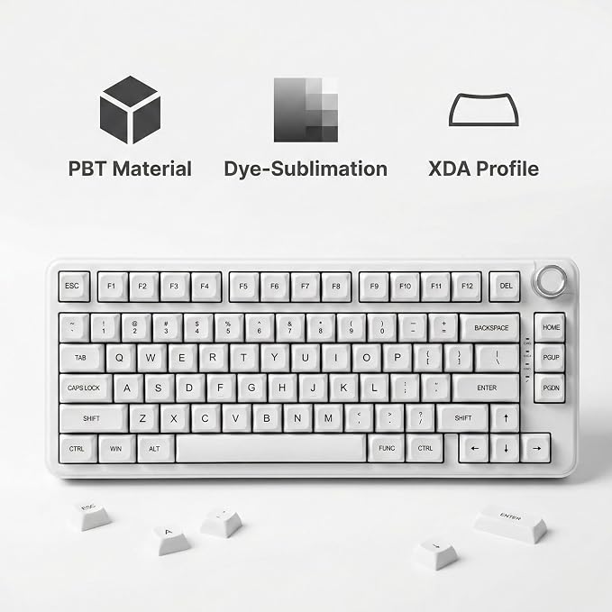 120 Keys PBT Dye Sublimation Keycaps, White Minimalist Milk Style Keycap Set, XDA Profile Custom Keycaps for Mechanical Keyboard 60% 65% 75% 100% Cherry MX Switches