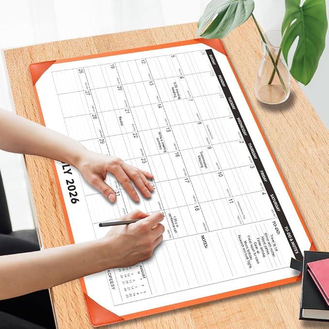 Large Desk Calendar 2026-2027 with Desktop Mat, KOPEESY 22" x 17" Desktop Calendar, 18 Mouths From July 2026 to December 2027, Office Supplies Desk Blotter Calendar for Home School and Office