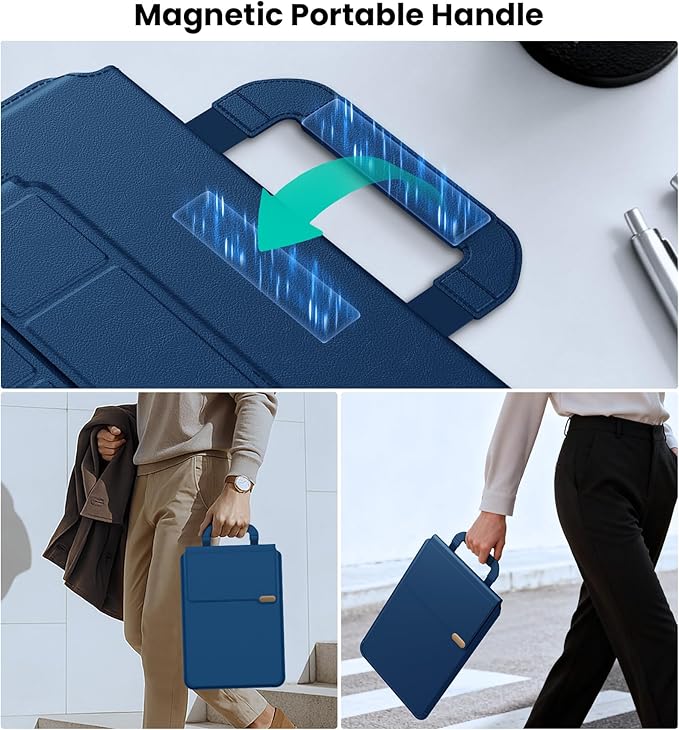 Nillkin 14 inch Laptop Sleeve with Handle (4-in-1), 2 Stand Modes, Slim Laptop Case with Adjustable Stand & Mouse Pad, MacBook Air 13 inch Case for Samsung/Surface/HP/Chromebook/Dell 12-14‘’, Blue