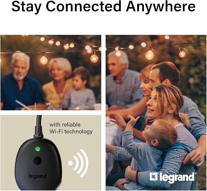 Legrand Wi-Fi Outdoor Dual Output Matter Smart Plug, Effortless Setup, Enhanced Compatibility with Apple HomeKit, Google Home, Alexa & SmartThings, Matter Smart Home, Pack of 1 WWMP31