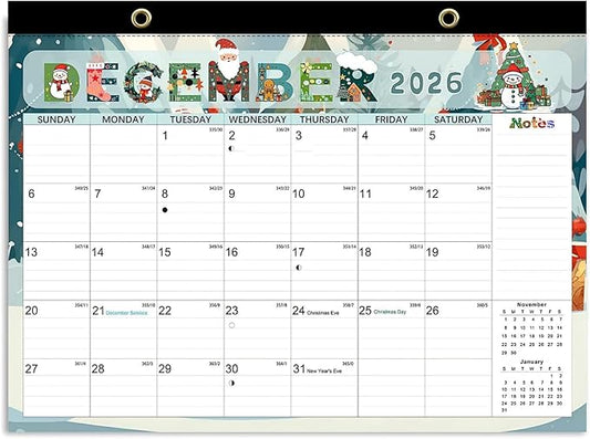Desk Calendar, Anti Ink Bleed and Transparent Cover, Large Ruled Blocks, 18 Months Calendar, 17" x 12" Large Seasonal Desk Calendar for Home and Office Planning