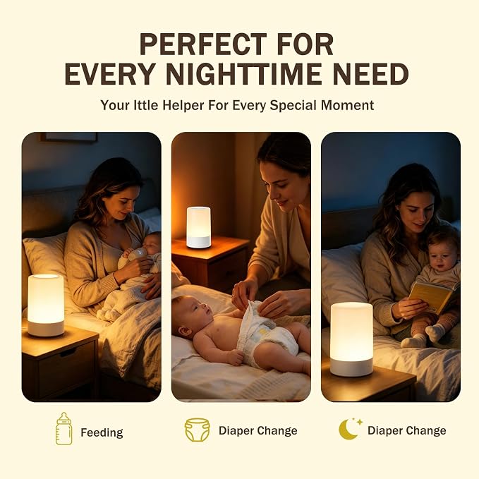 G Keni 2 Pack Baby Night Light for Nursery, Rechargeable Touch Night Light, Portable Bedside Lamp, Dimmable Nursing Light for Breastfeeding, Diaper Changes, Kids Room & Bedroom