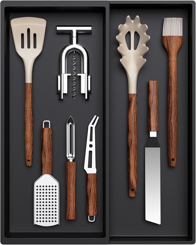 Lifewit Utensil Organizer for Kitchen Drawer, Expandable Cooking Tray | Adjustable Cutlery Flatware Holder, Plastic Silverware Spatula Tools Storage Divider, 7.5-12.9 x 16.1", Black