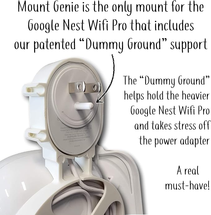 The Nest WiFi Pro Genie Wall Mount Outlet Holder Stand (3-Pack) | Lowest Profile | Open Access | No Messy Screws or Tape | Reinforced Support | Horizontal and Vertical Outlets