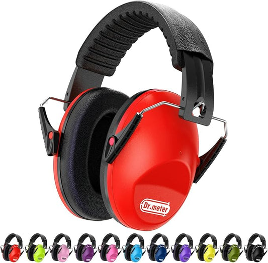 Ear Muffs for Noise Reduction: SNR27.4 Noise Cancelling Headphones for Kids with Adjustable Headband - Noise Cancelling Ear Muffs for Monster Jam, Football Game, Fireworks and Air Shows - Red