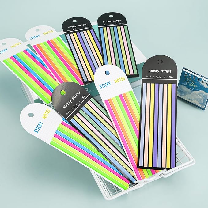 Temiary 1280Pcs Transparent Highlighter Tape Reusable, Clear Sticky Tabs for Annotating Book Markers, Aesthetic Long Highlighting Strips for Office School Supplies