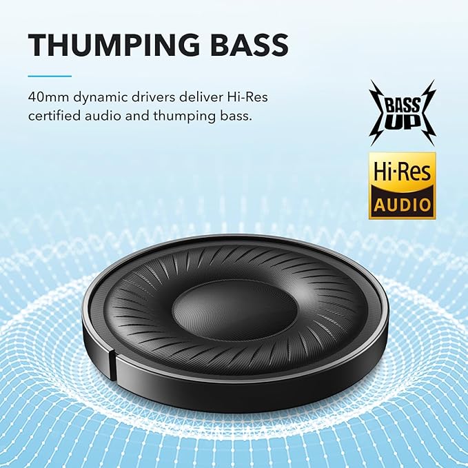 soundcore by Anker Q20i Hybrid Active Noise Cancelling Headphones, Wireless Over-Ear Bluetooth, 40H Long ANC Playtime, Hi-Res Audio, Big Bass, Customize via an App, Transparency Mode (Renewed)