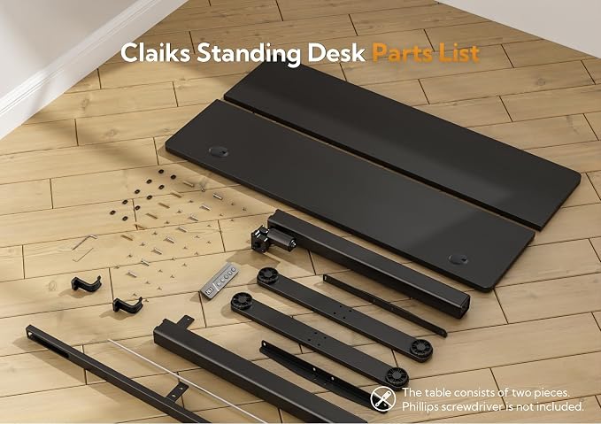 Claiks Electric Height Adjustable Stand Up Desk, 32x19 Inches, Black