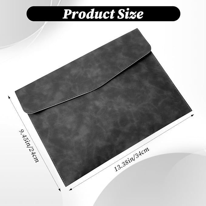 Resume Folder, Leather File Folder Black File Folders Travel Document Holder A4 Holders Waterproof Portfolio with Snap Button Closure Filing Files Organizer for Letter Size PU Envelope Case
