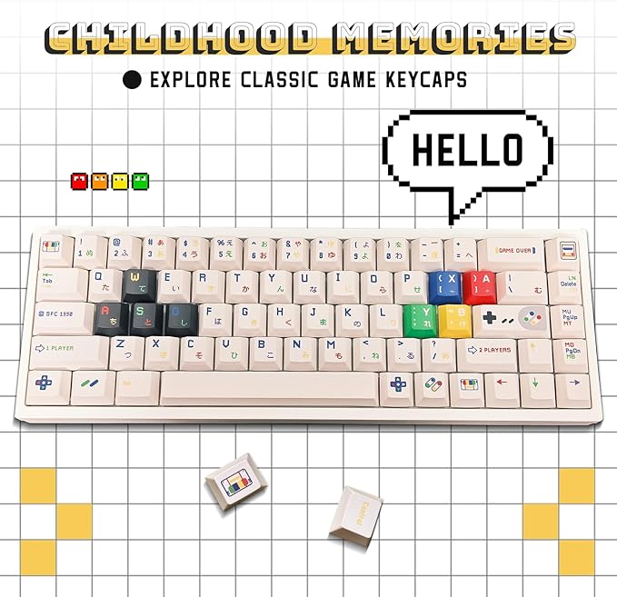 141 Keys Retro PBT Keycaps Set, No Tear, Never Fades, Elegant Gift Box for Mechanical Keyboard, Virgin Cherry Profile Key Caps (Typing,Gaming,Anime Themed) Ergonomic (Fit All Layout 100% 75% 65% 60%）