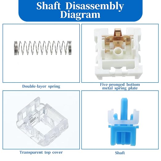 50 PCS Keyboard Switch Blue Mechanical Keyboard Switches 3 Pin Pre-Lubricated Clicky Switches with Remover Tool Dustproof and Waterproof Keyboards Accessories for Mechanical Gaming Keyboards
