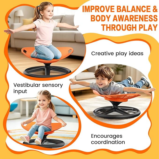 Spinning Chair for Autistic Kids Upgrade Handle Sensory Spinning Chair, 360° Silent Swivel Chair for Kids, Sensory Chair for ADHD Kids for Home & Classroom