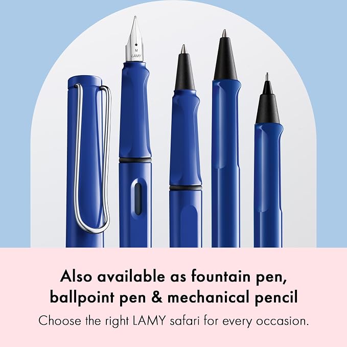 Lamy safari blue - Rollerball Pen with ergonomic grip & line width M - for pleasant long writing - made of robust ASA plastic - including rollerball refill M 63 in black