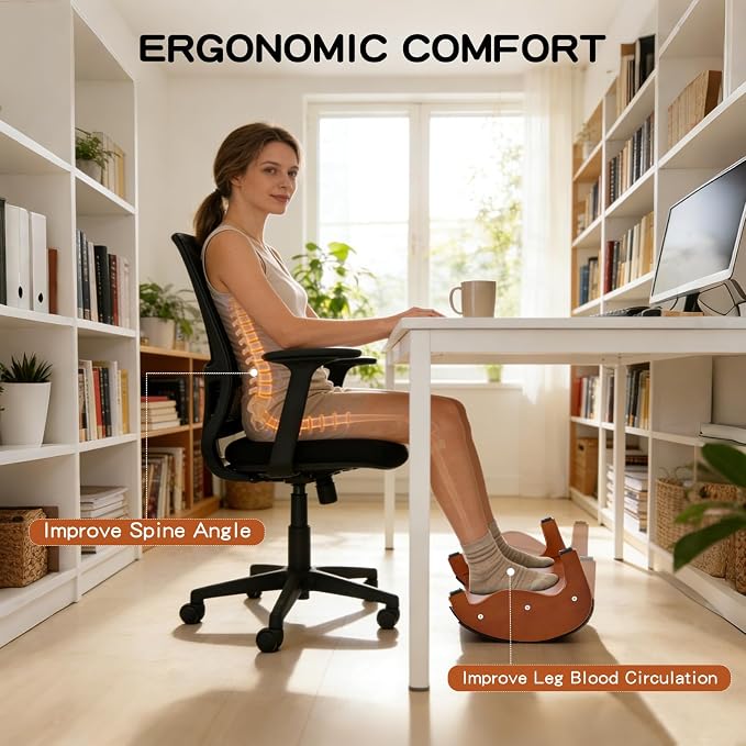 Foot Rest Under Desk, Ergonomic Solid Wooden Under Desk Footrest | Foot Rest for Under Desk with Non-Slip Silicone Top & Rubber Feet, 10° Tilt Foot Stool for Office Home-15.7''×11''×6.3''