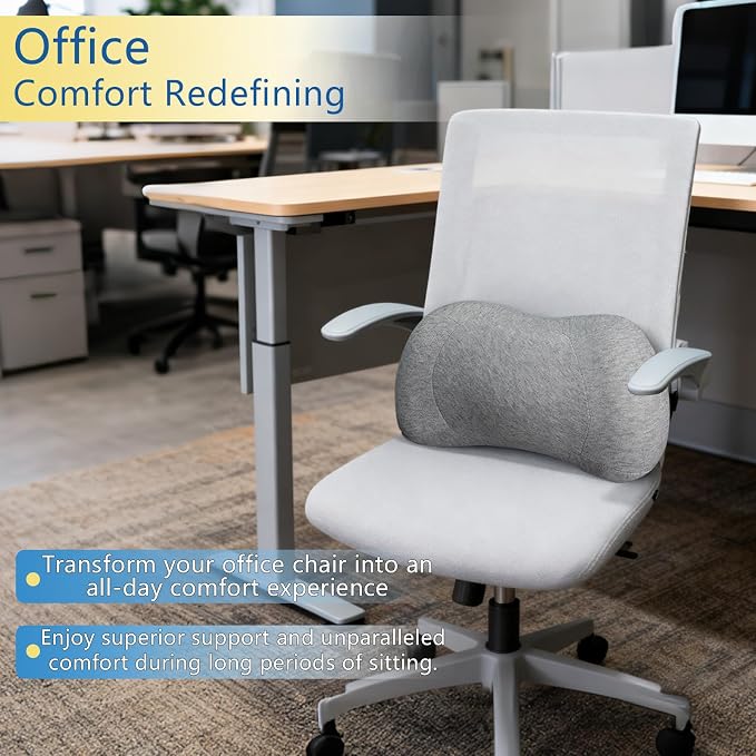 Lumbar Support Pillow for Office Chair Car | Ergonomic, Memory Foam, Fatigue Relief, Comfort and Support Your Back