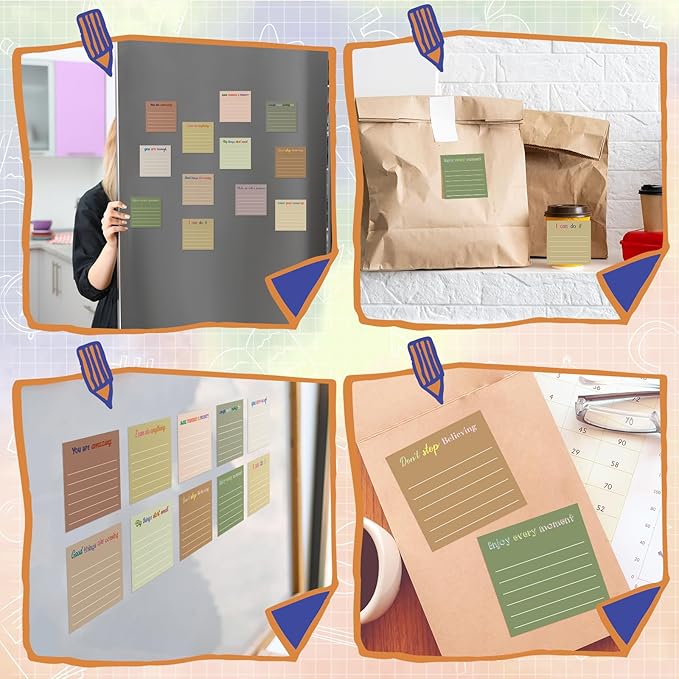 Yinder 24 Pcs Inspirational Sticky Notes Thank You Gift Motivational Sticky Note Pad Employee Appreciation Gift Bulk for Staff Coworker Teacher Nurse Office Groups 3 x 3'' (Inspirational,Boho)