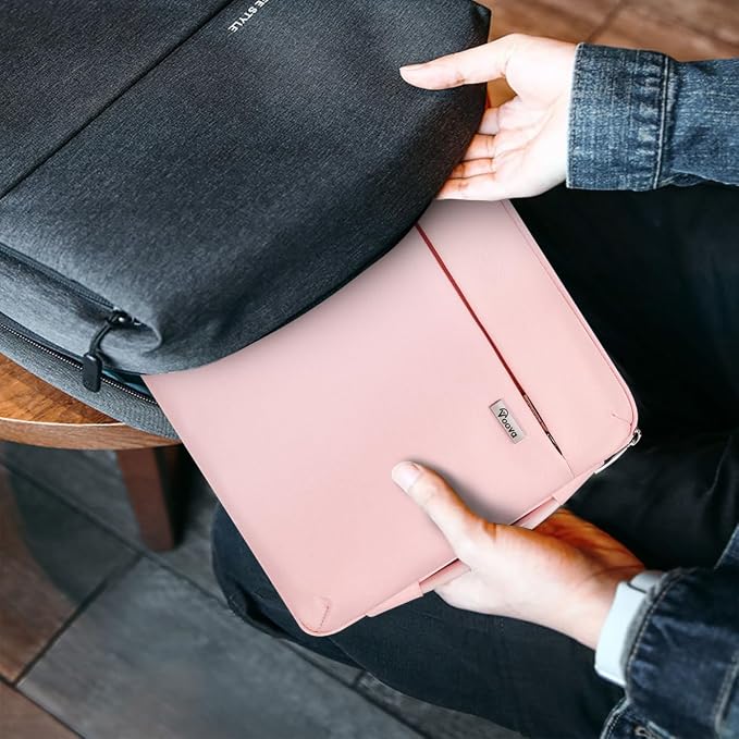 Voova Laptop Sleeve Case 13 13.6 Inch for Women, 360°Protective Waterproof Slim Computer Bag Cover Compatible with MacBook Air 13 M1/M2/M3/M4 2020-2024, MacBook Pro 13, IPad Air/Pro 13, Pink
