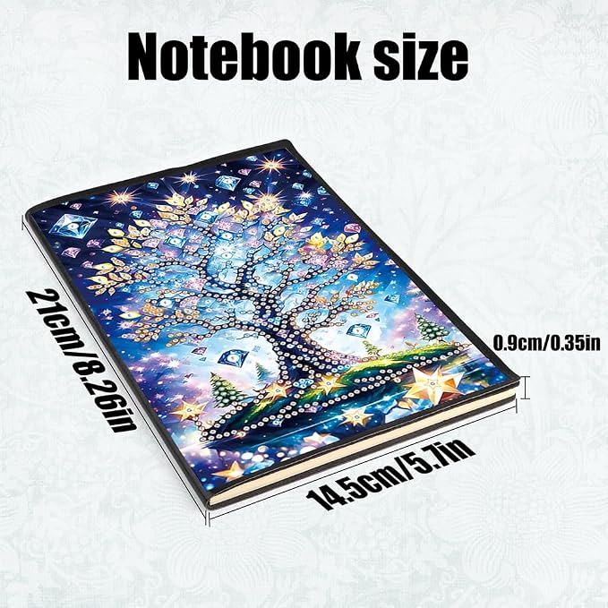 FRANDEK A5 50-Page DIY Tree of Life Diamond Art Painting Notebook with Beautiful Patterns, Special Shaped Diamond Art Craft for Beginners Adults Gift