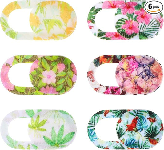 JIEYAO 6Pcs Laptop Camera Cover Slide Cute Flower, Ultra Thin Webcam Cover Slide Phone Camera Cover Computer Camera Cover Slide Blocker Slider Fits Laptop Desktop PC Tablet