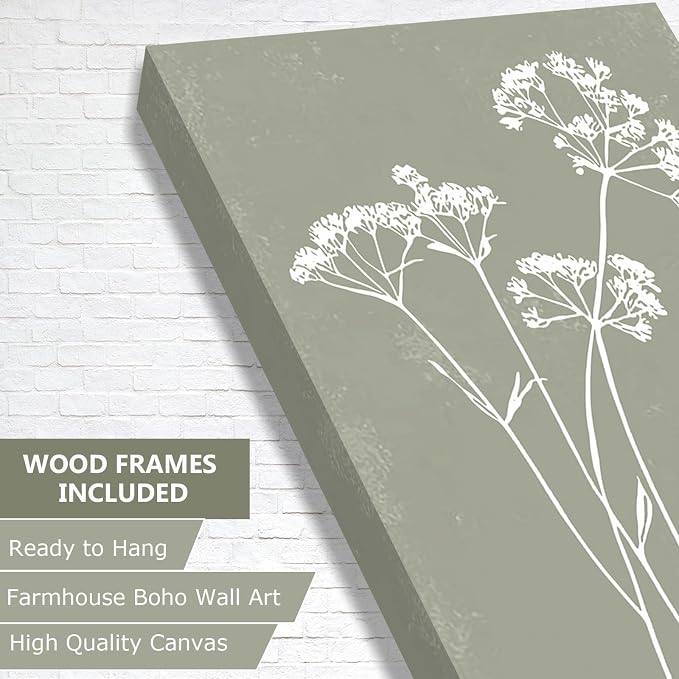 Framed Farmhouse Flower Pictures Wall Art, Nature Floral Pictures Wall Decor, Boho Botanical Wall Art for Bedroom Bathroom Kitchen Living Room Home (Framed, 8x10in, Set of 6)