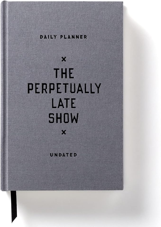 Brass Monkey Perpetually Late Undated Planner, 6” x 9” – Daily Planner with 366 Days (336 Pages) – Random Holidays and Fun Added In – Mini Planner with Bookmark Included