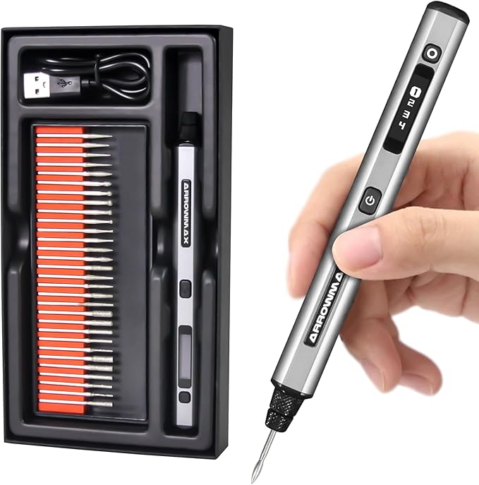 Mini Engraving Pen: Ultimate Cordless Portable Tool for Artists & DIYers - Engrave 50+ Surfaces - Beginner Friendly - Engraving Pen for Bead, Metal, Wood, Glass and Plastic