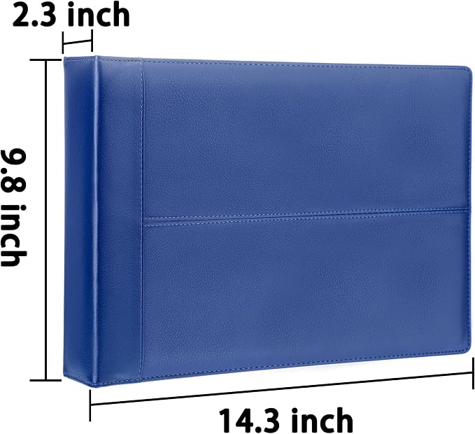 Antner 7 Ring Business Checkbook Binder for Business Checks, 600 Checks Capacity, PU Leather Check Book Binder Cover with Zipper Pouch, Executive Organizer Portfolio Holder for 9x13 Sheets, Navy Blue