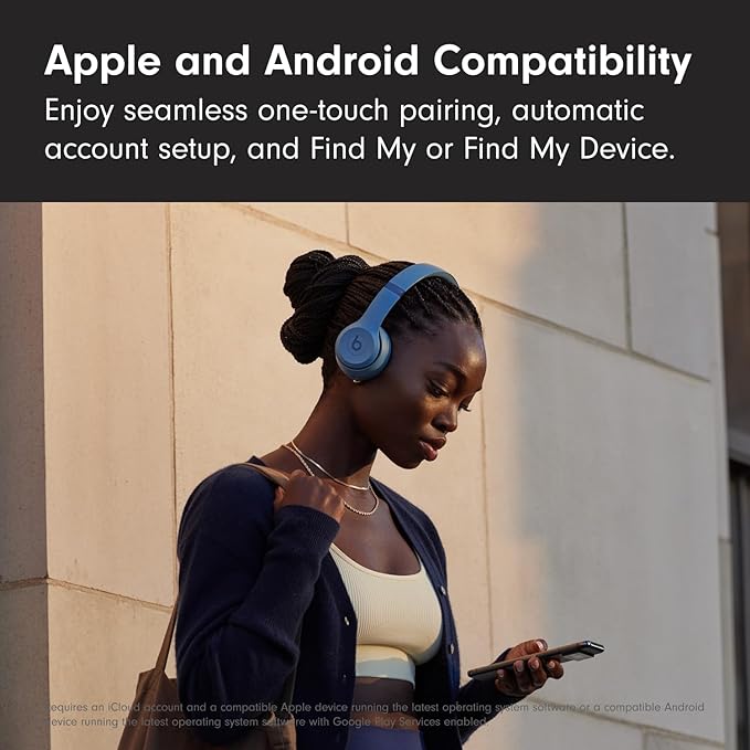 Beats Solo 4 - Wireless On-Ear Bluetooth Headphones, Up to 50-Hour Battery Life, Ultra-Lightweight Comfort, Powerful and Balanced Sound, Apple & Android Compatible - Slate Blue