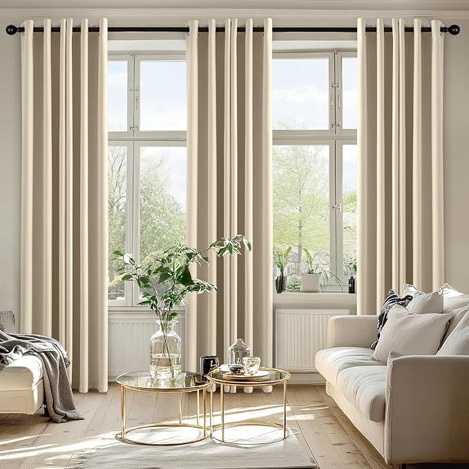 MIULEE Blackout Curtains for Bedroom Living Room 2 Panels, Thermal Insulated Room Darkening Drapes Grommet Noise Reducing Light Blocking Window Treatments 84 Inches Long 50x84 Inch Cream Beige